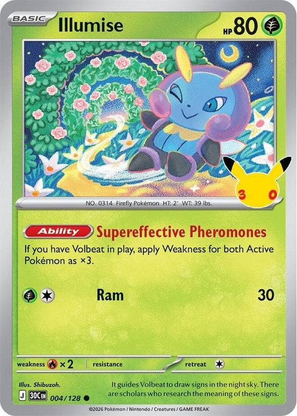 Illumise - 004/128 Common Pokémon card from 30th Celebration, Near Mint Holofoil
