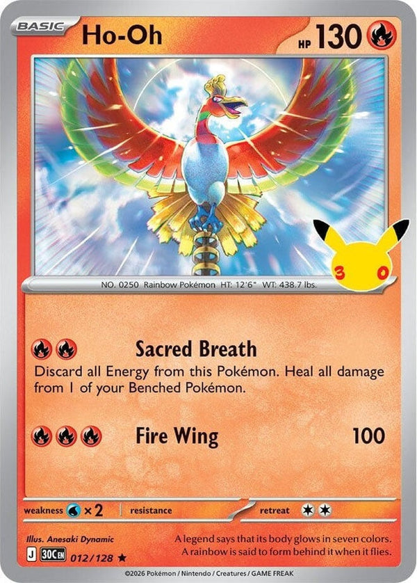 Ho-Oh - 012/128 Rare Pokémon card from 30th Celebration, Near Mint Holofoil