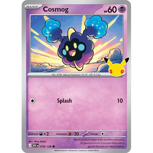 Cosmog - 078/128 Common Pokémon card from 30th Celebration, Near Mint Holofoil