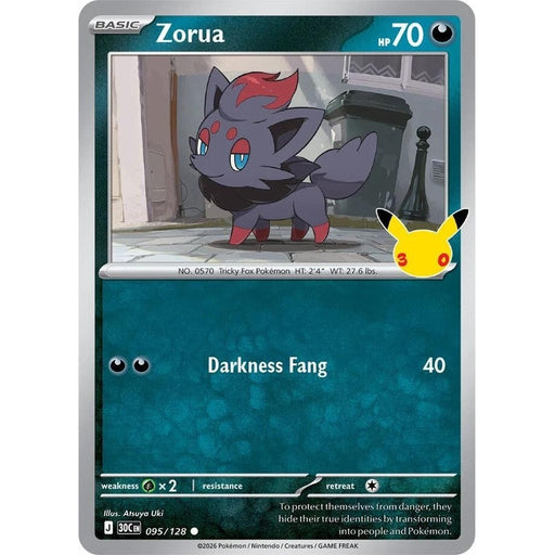 Zorua - 095/128 Common Pokémon card from 30th Celebration, Near Mint Holofoil