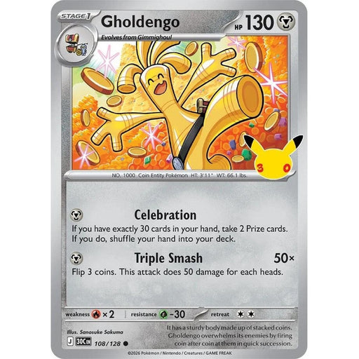 Gholdengo - 108/128 Common Pokémon card from 30th Celebration, Near Mint Holofoil