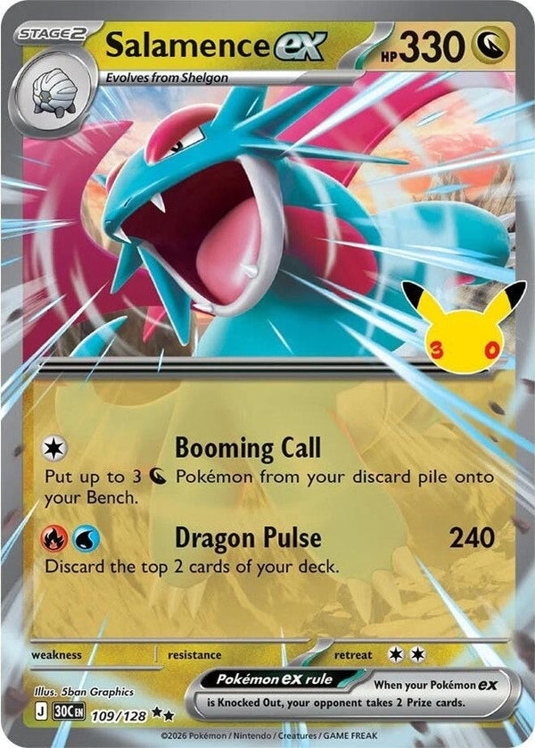 Salamence ex - 109/128 Double Rare Pokémon card from 30th Celebration, Near Mint Holofoil