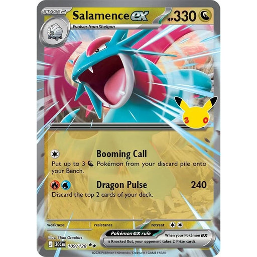 Salamence ex - 109/128 Double Rare Pokémon card from 30th Celebration, Near Mint Holofoil