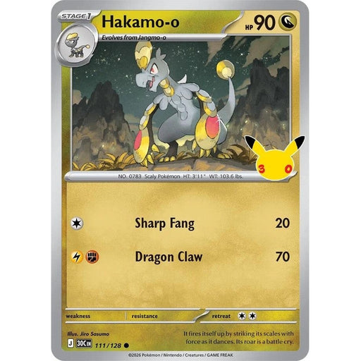 Hakamo-o - 111/128 Common Pokémon card from 30th Celebration, Near Mint Holofoil