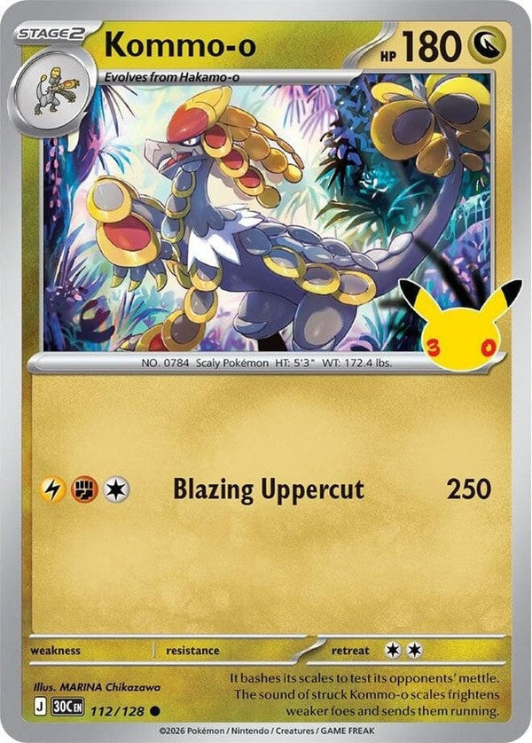 Kommo-o - 112/128 Common Pokémon card from 30th Celebration, Near Mint Holofoil