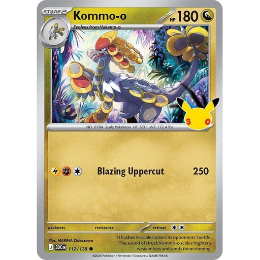 Kommo-o - 112/128 Common Pokémon card from 30th Celebration, Near Mint Holofoil