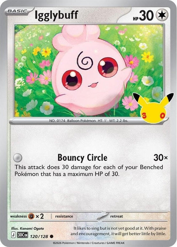 Igglybuff - 120/128 Common Pokémon card from 30th Celebration, Near Mint Holofoil