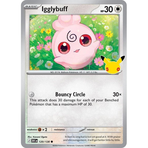 Igglybuff - 120/128 Common Pokémon card from 30th Celebration, Near Mint Holofoil