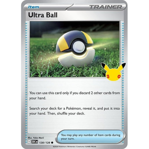 Ultra Ball - 128/128 Common Pokémon card from 30th Celebration, Near Mint Holofoil